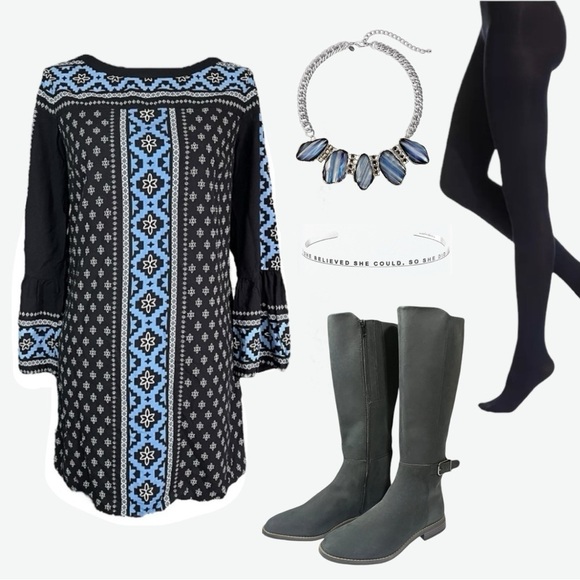 Clarks Camzin Black Leather Block Heel Knee High Boots sz 8.5 - Picture 13 of 15